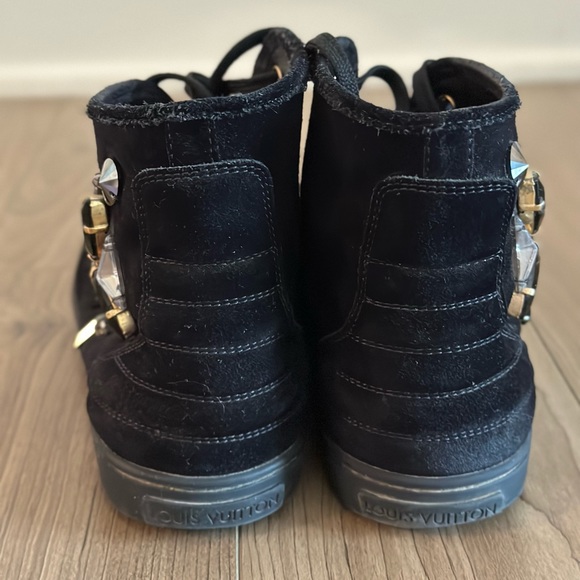 Louis Vuitton Black Suede Embellished Sneakers size US 6.5 - Picture 5 of 9